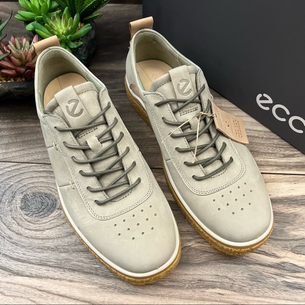 NIB Ecco Crepetray Leather Sneaker Sage - Picture 3 of 15